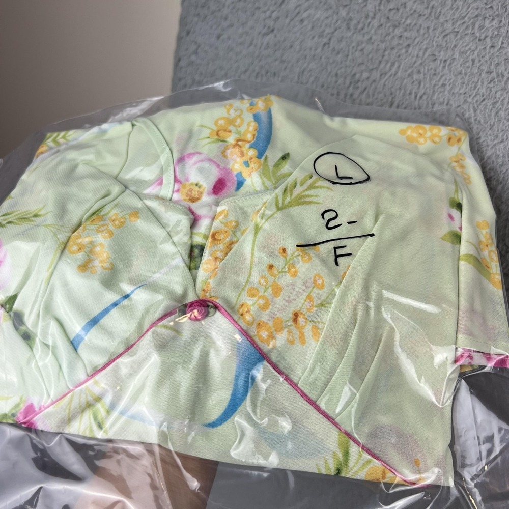 Oscar De La Renta Camisole Tank Top Womens Large Multicolor Floral Satin V Neck - Picture 9 of 9